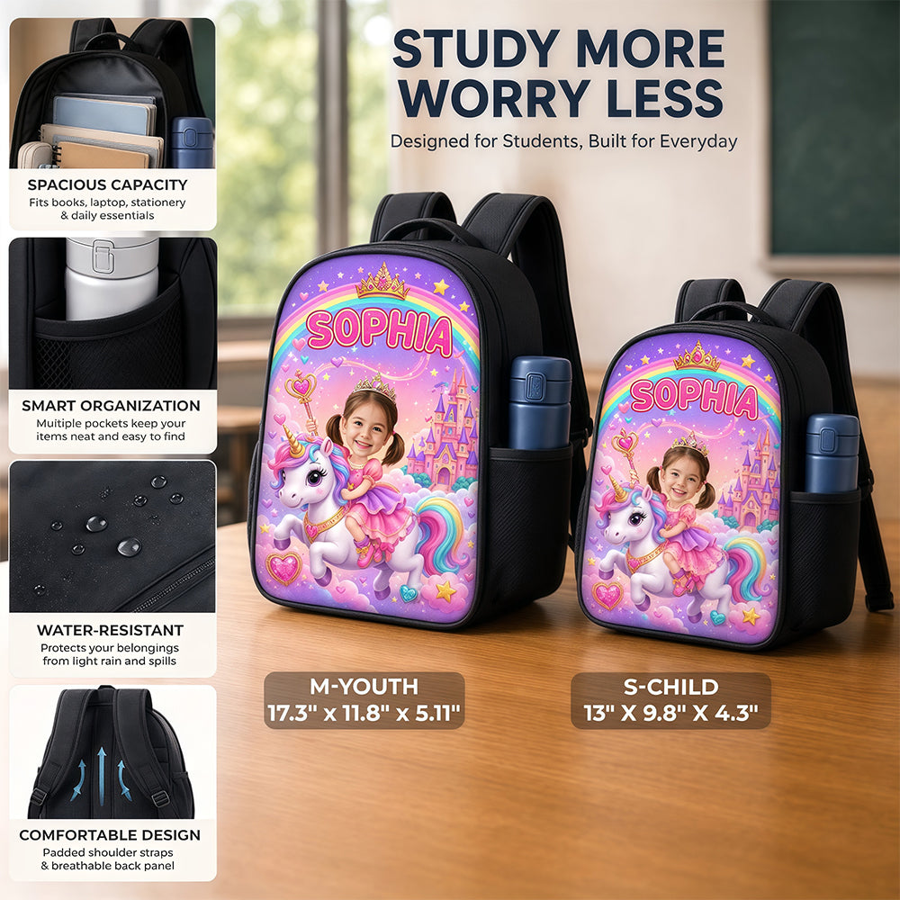 Custom Photo Kids Front Printed Backpack - Personalized Back To School Gifts For Kids - Always Sparkle And Shine