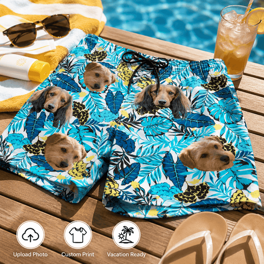Custom Photo Face Tropical Shorts – Personalized Pet or People Print