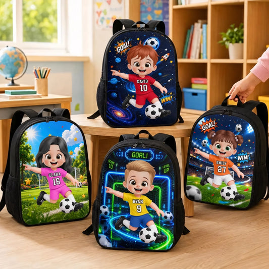 Custom Kids Front Printed Backpack - Personalized Back To School Gifts For Kids - Kick Dream Repeat