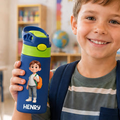 Custom Kids Insulated Water Bottle - Personalized Back To School Gifts For Kids - Ready To Learn