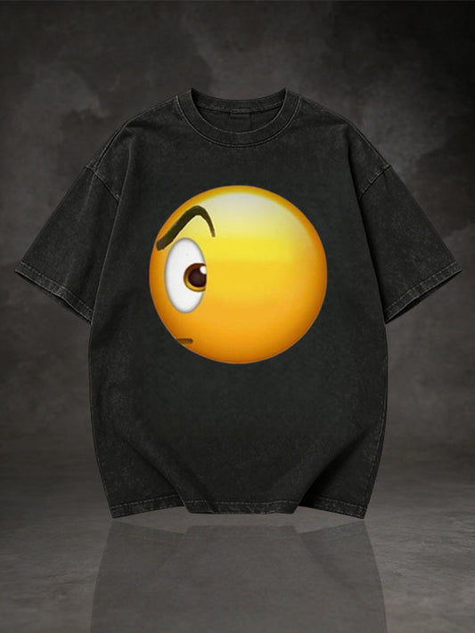 Men's Side-Eye Suspicious Emoji Graphic Short Sleeve T-Shirt