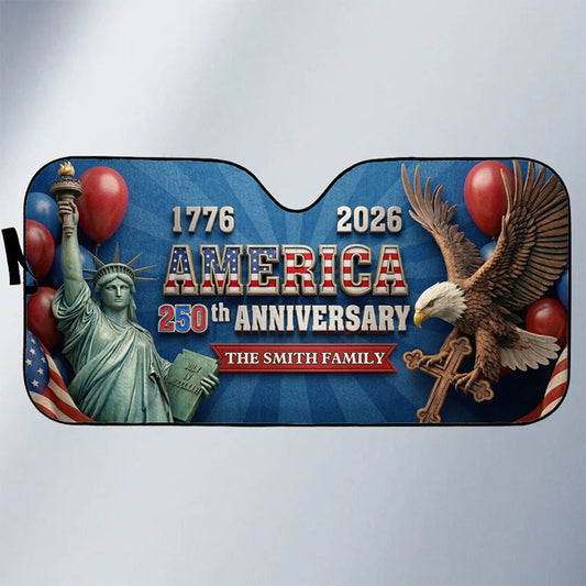 Custom Auto Windshield Sunshade-Personalized America 250th Anniversary Gifts-American Spirit Never Fades
