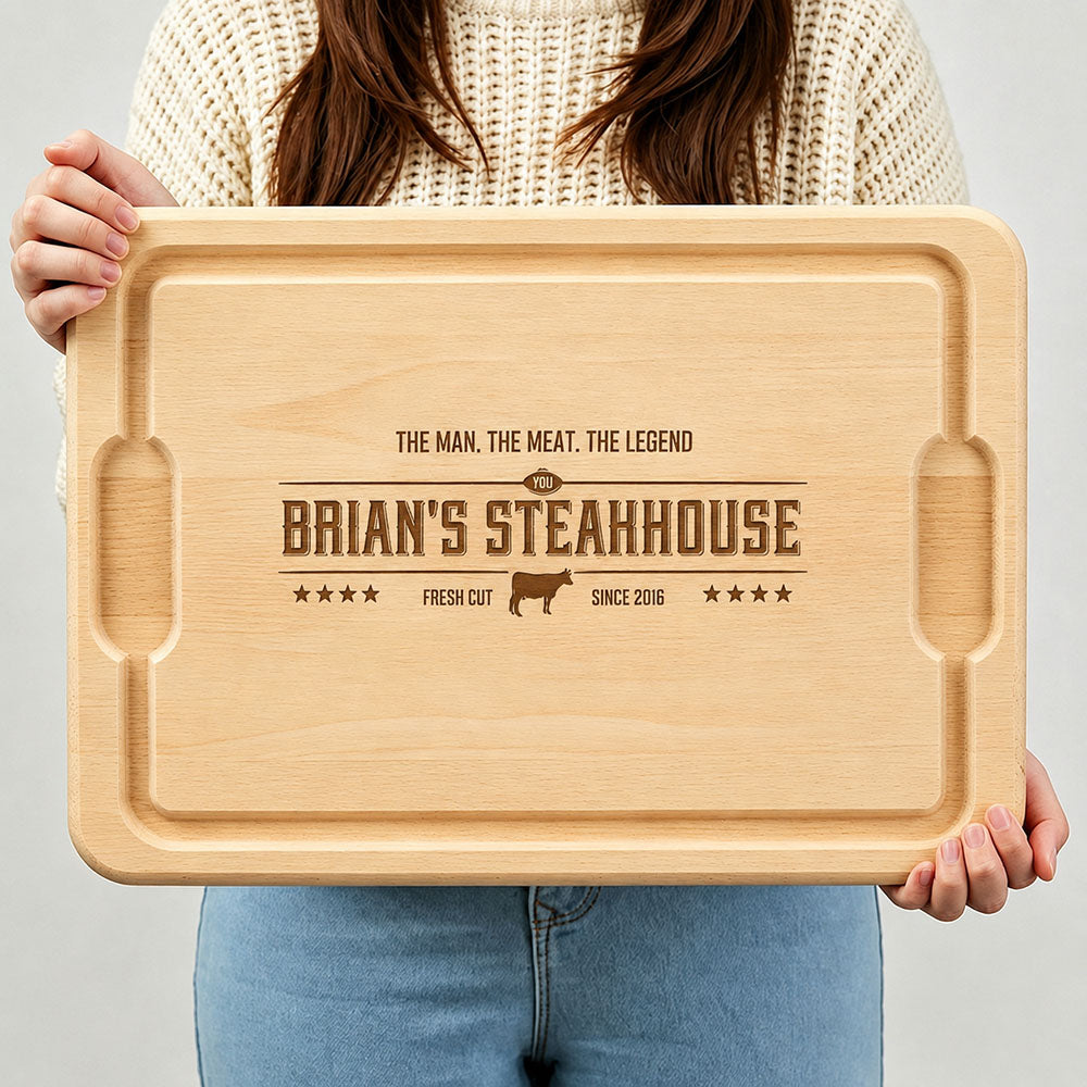 The Man,The Meat,The Legend Personalized Hardwood Cutting Boards