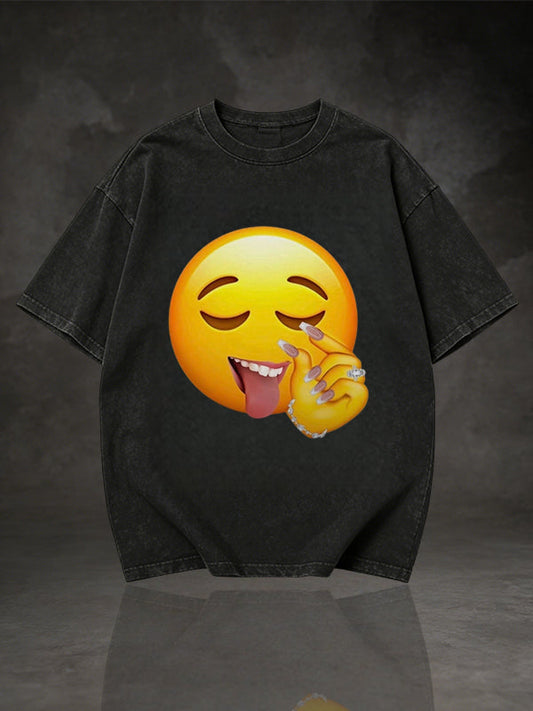 Men's Winking Tongue Out Emoji Graphic Short Sleeve T-Shirt