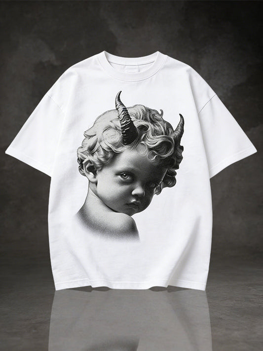 Vintage Devil Horn Cherub Graphic T-Shirt