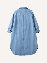 Loose-fit Shirt Dress with Lapel & Double Patch Pockets
