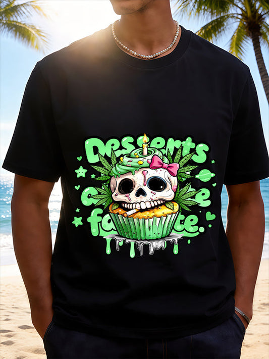 Vintage Sugar Skull Cupcake Graphic T-Shirt