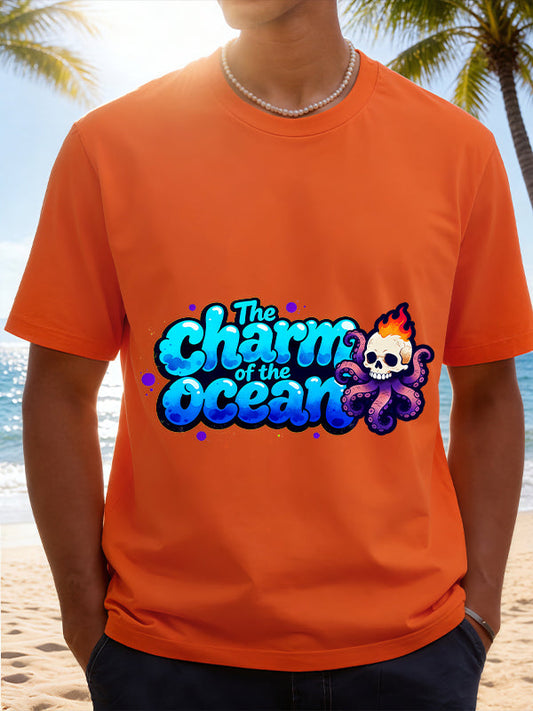 Charm Ocean Graffiti Skull Graphic Short Sleeve T-Shirt