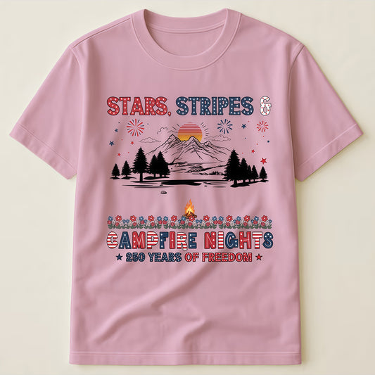 Stars Stripes & Campfire Nights 250 Years Of Freedom Camping Crew - Personalized Shirt