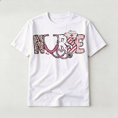 Dual Design Cute Nurse Graphic Casual T-Shirt For Women