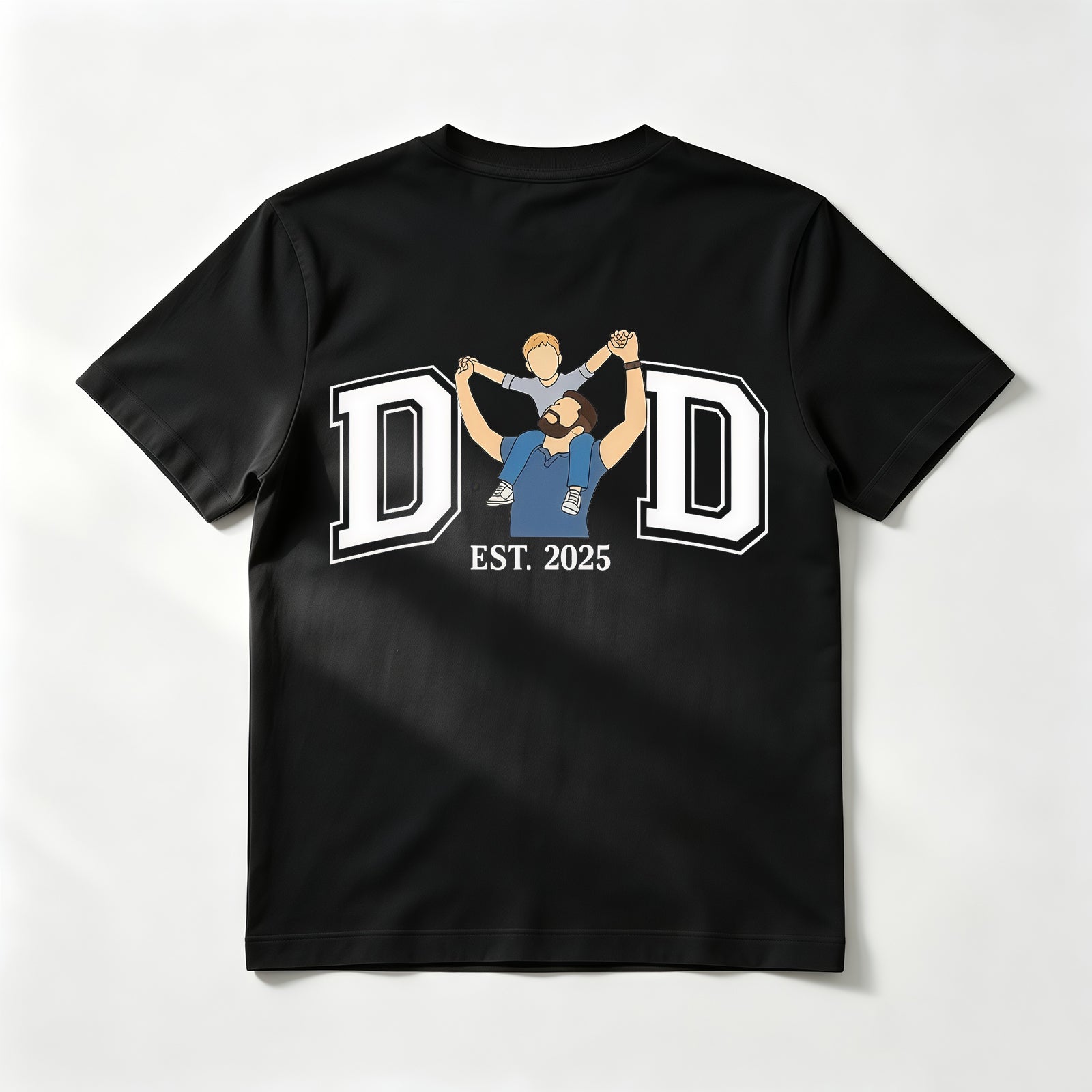 Custom Varsity Style "DAD" Letter T-Shirt – Personalized DAD Letter Outline with Kids' Name and Est. Date – Unique DIY Father's Day Gift