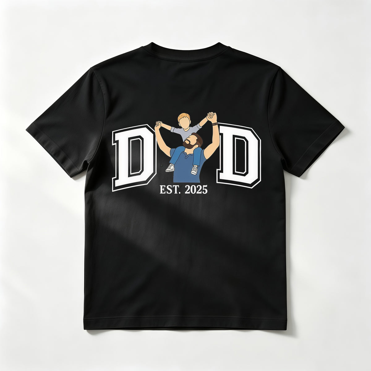 Custom Varsity Style "DAD" Letter T-Shirt – Personalized DAD Letter Outline with Kids' Name and Est. Date – Unique DIY Father's Day Gift
