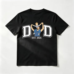 Custom Varsity Style "DAD" Letter T-Shirt – Personalized DAD Letter Outline with Kids' Name and Est. Date – Unique DIY Father's Day Gift