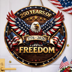 Custom Wood Sign - Personalized America 250th Anniversary Gifts For Mom, Dad, Brother, Sister, Kids - Proud Of Our Shared Story