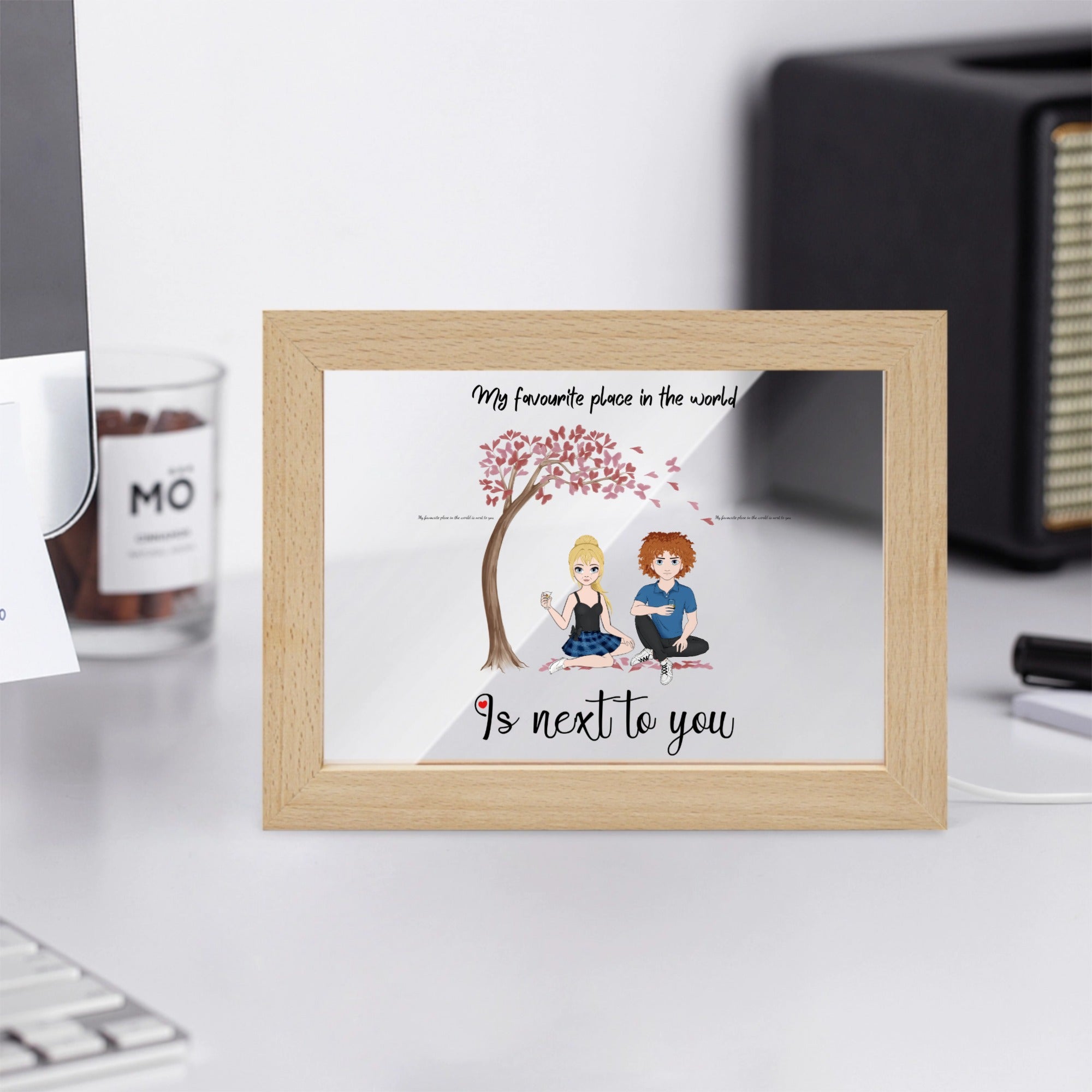 My favourite place in the world is next to you Wooden Framed