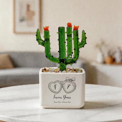 Customized Forever Yours Crystal Glass Cactus Ornament