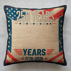 Customized Retro American Series Square Throw Pillow, Personalized Text, Patriotic Theme, 250th Anniversary Decorative Seat Cover Set