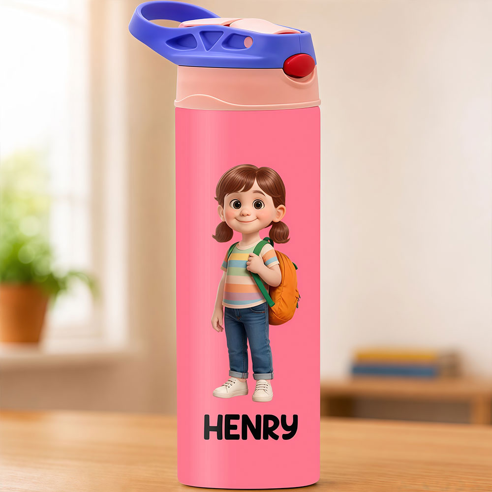 Custom Kids Insulated Water Bottle - Personalized Back To School Gifts For Kids - Ready To Learn