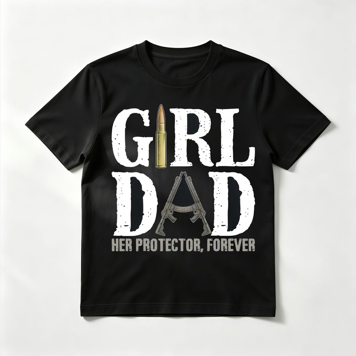 "Girl Dad - Her Protector Forever" Patriotic T-Shirt