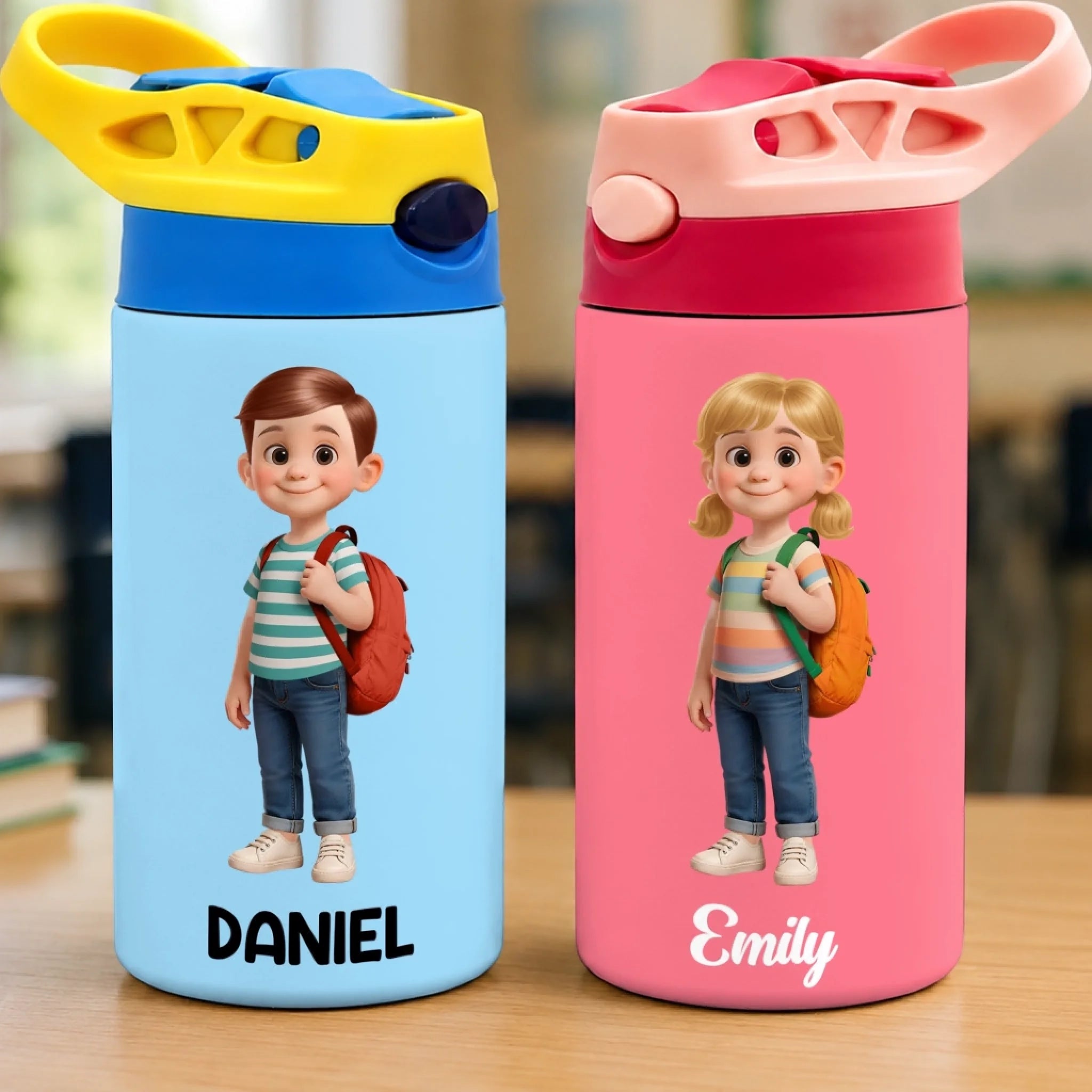 Custom Kids Insulated Water Bottle - Personalized Back To School Gifts For Kids - Ready To Learn