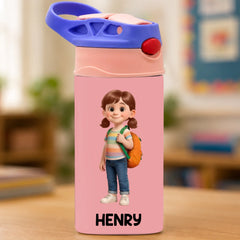 Custom Kids Insulated Water Bottle - Personalized Back To School Gifts For Kids - Ready To Learn