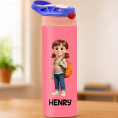 Custom Kids Insulated Water Bottle - Personalized Back To School Gifts For Kids - Ready To Learn