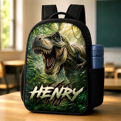 Custom Kids Front Printed Backpack - Personalized Back To School Gifts For Kids - Dino School Crew