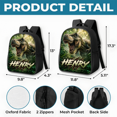 Custom Kids Front Printed Backpack - Personalized Back To School Gifts For Kids - Dino School Crew