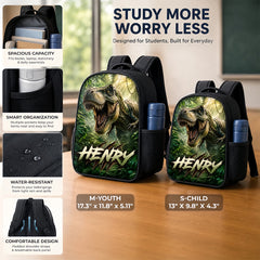 Custom Kids Front Printed Backpack - Personalized Back To School Gifts For Kids - Dino School Crew