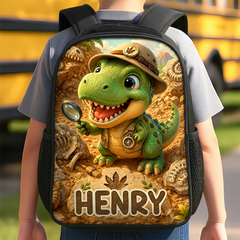 Custom Kids Front Printed Backpack - Personalized Back To School Gifts For Kids - Roar And Learn