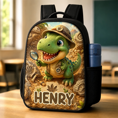 Custom Kids Front Printed Backpack - Personalized Back To School Gifts For Kids - Roar And Learn
