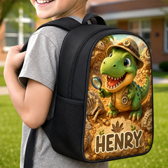 Custom Kids Front Printed Backpack - Personalized Back To School Gifts For Kids - Roar And Learn