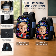 Custom Kids Front Printed Backpack - Personalized Back To School Gifts For Kids - Ready To Discover