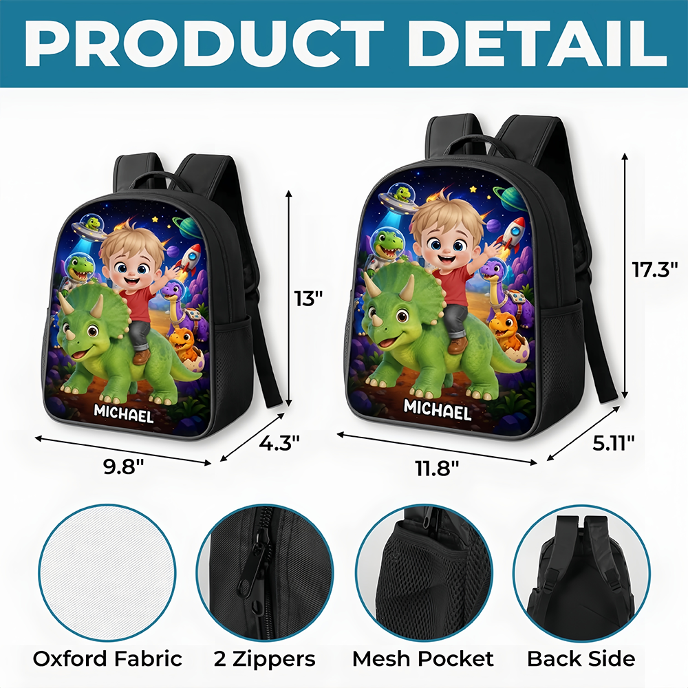Custom Kids Front Printed Backpack - Personalized Back To School Gifts For Kids - Roar Into Fun
