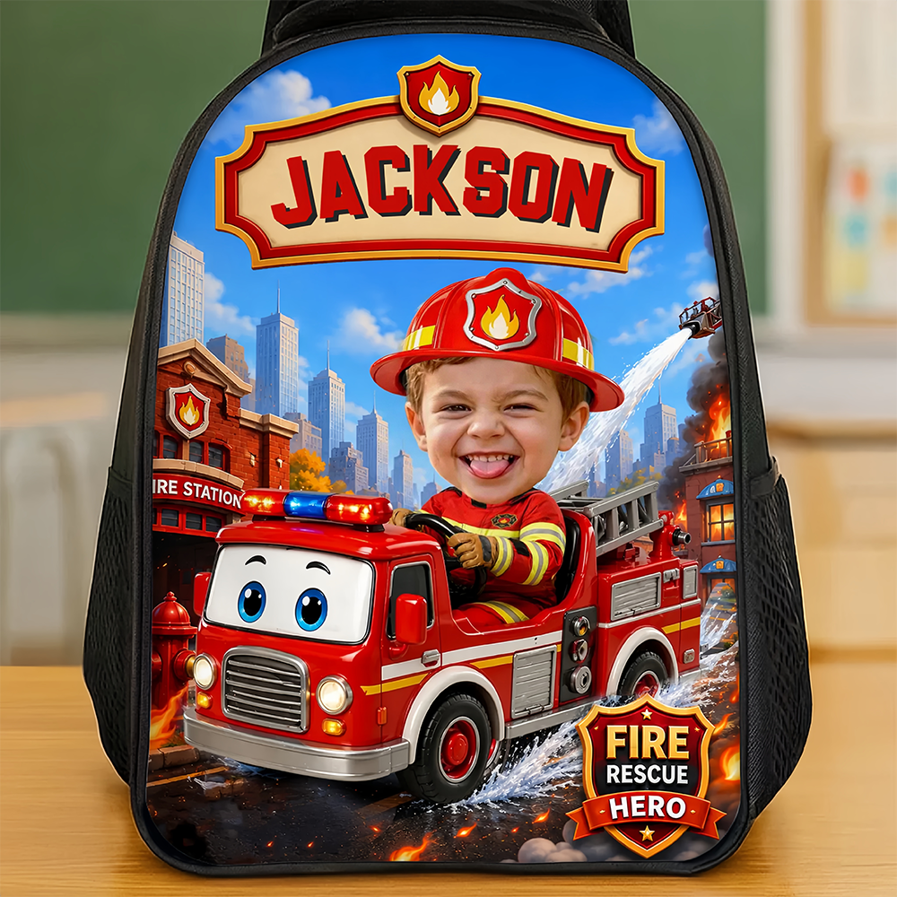 Custom Photo Kids Front Printed Backpack - Personalized Back To School Gifts For Kids - Little Hero Big Dreams
