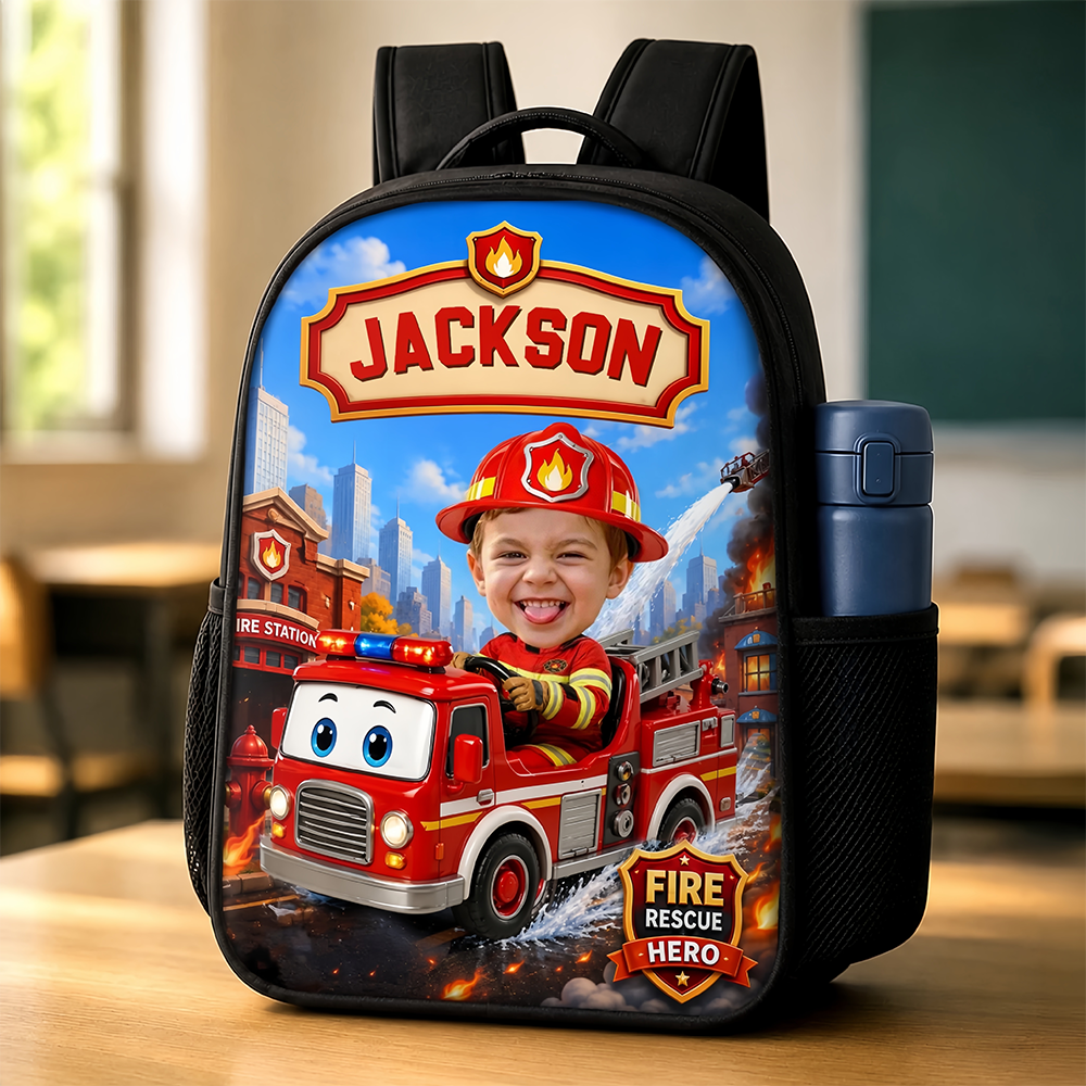 Custom Photo Kids Front Printed Backpack - Personalized Back To School Gifts For Kids - Little Hero Big Dreams