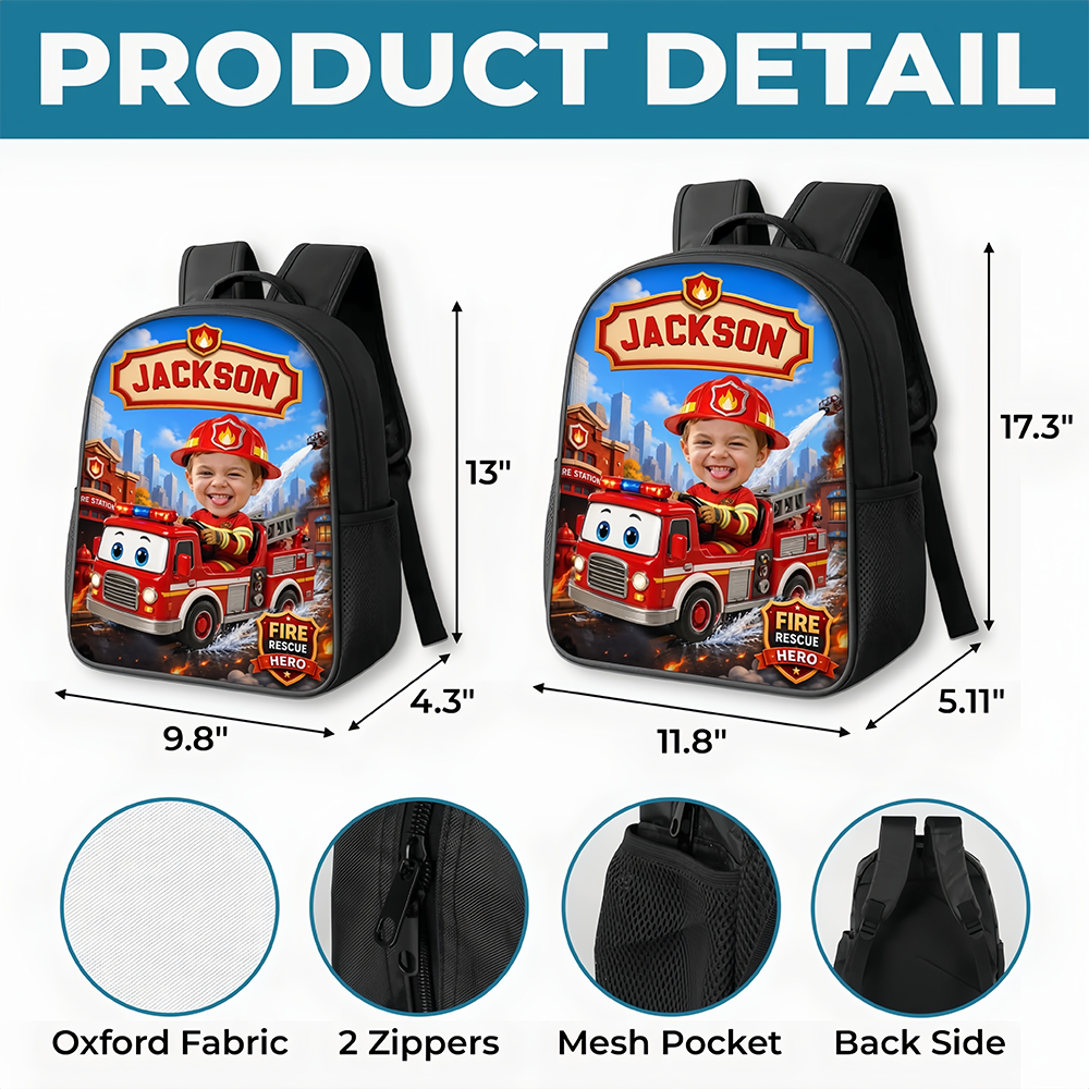 Custom Photo Kids Front Printed Backpack - Personalized Back To School Gifts For Kids - Little Hero Big Dreams
