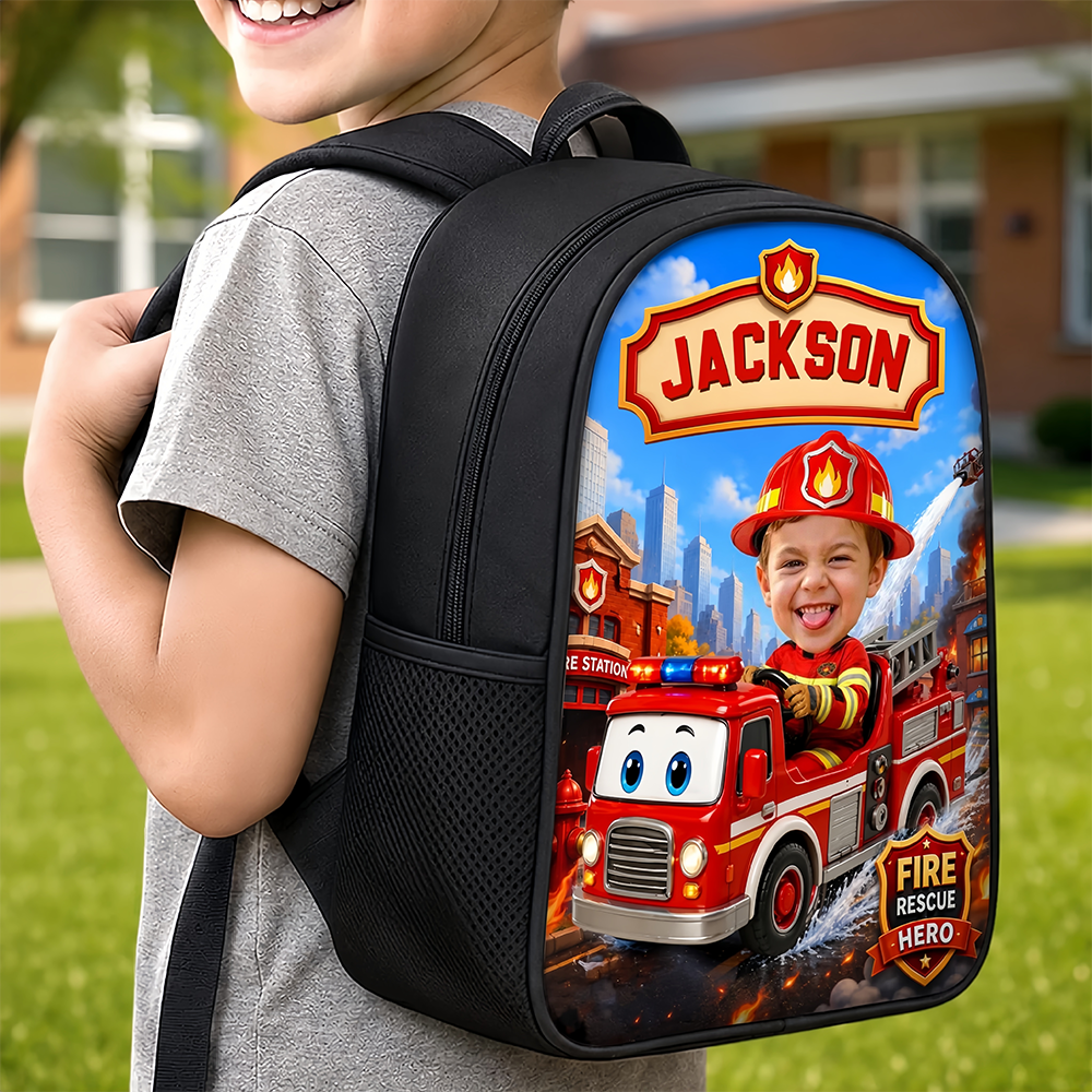 Custom Photo Kids Front Printed Backpack - Personalized Back To School Gifts For Kids - Little Hero Big Dreams