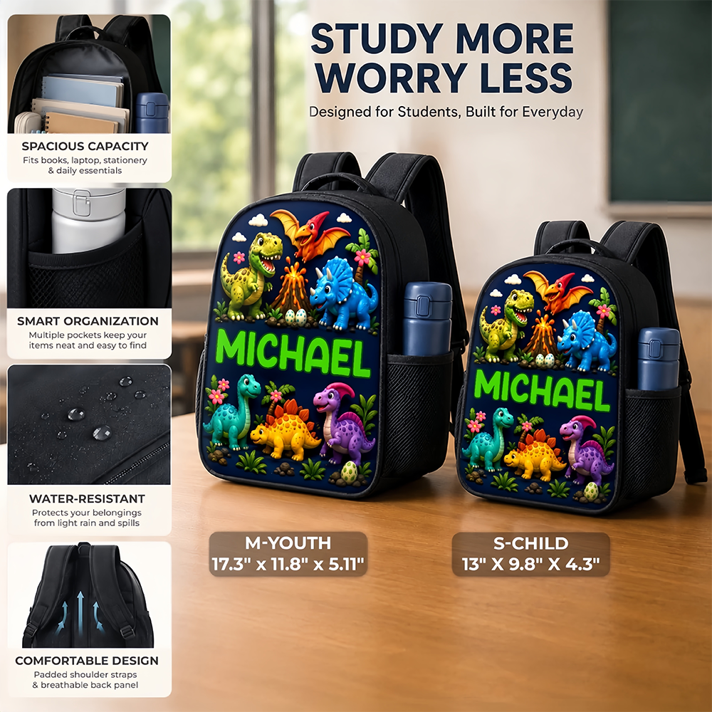 Custom Kids Front Printed Backpack - Personalized Back To School Gifts For Kids - On The Road To Adventure