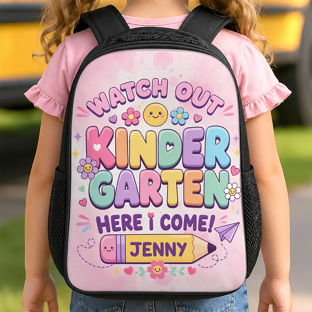 Custom Kids Front Printed Backpack - Personalized Back To School Gifts For Kids - Learning Loving Growing Every Day
