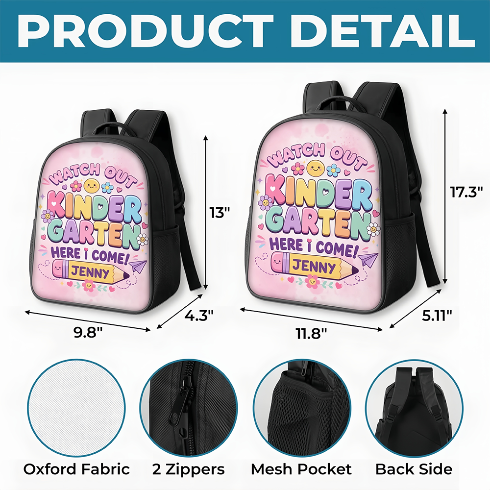Custom Kids Front Printed Backpack - Personalized Back To School Gifts For Kids - Learning Loving Growing Every Day