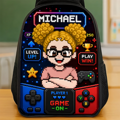Custom Kids Front Printed Backpack - Personalized Back To School Gifts For Kids - School Mode Game On