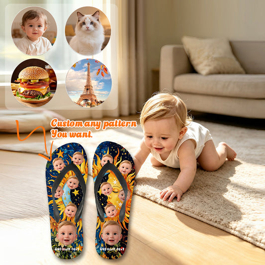 Customizable summer printed thong sandals - personalized photos - a gift for your friends or pets