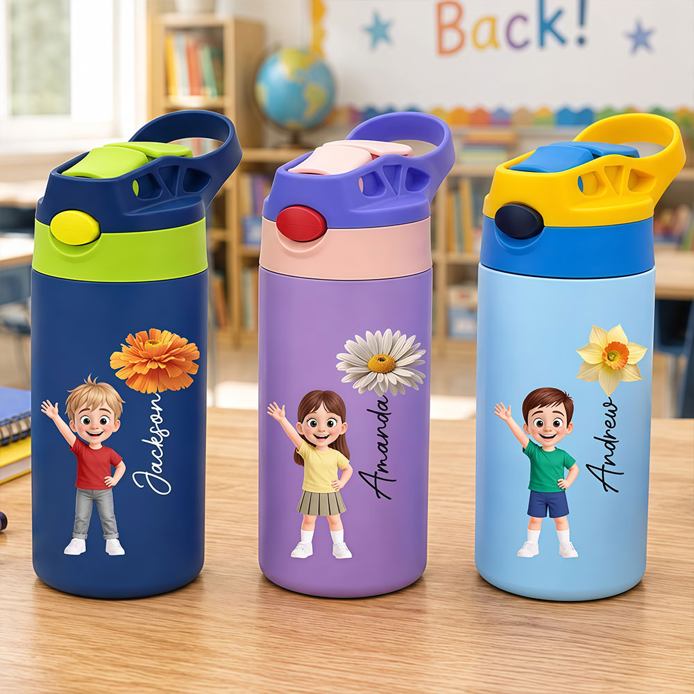 Customized 20oz insulated water bottle for children - An individualized school gift for your child