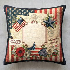 Customized Retro American Series Square Throw Pillow, Personalized Text, Patriotic Theme, 250th Anniversary Decorative Seat Cover Set