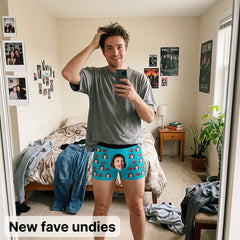 Custom Photo Kiss Me Men's Boxers – Upload Her Face on Red Lips Underwear – Unique Anniversary, Valentine's Day or Gag Gift for Him