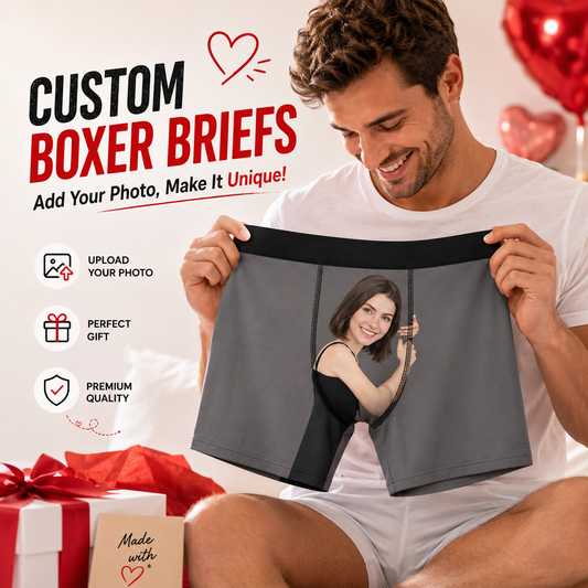 Girl Face Hug Boxer, Personalized Boxer, Funny Valentine Gift For Him, Custom Photo