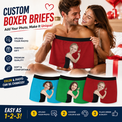Girl Face Hug Boxer, Personalized Boxer, Funny Valentine Gift For Him, Custom Photo