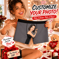Girl Face Hug Boxer, Personalized Boxer, Funny Valentine Gift For Him, Custom Photo