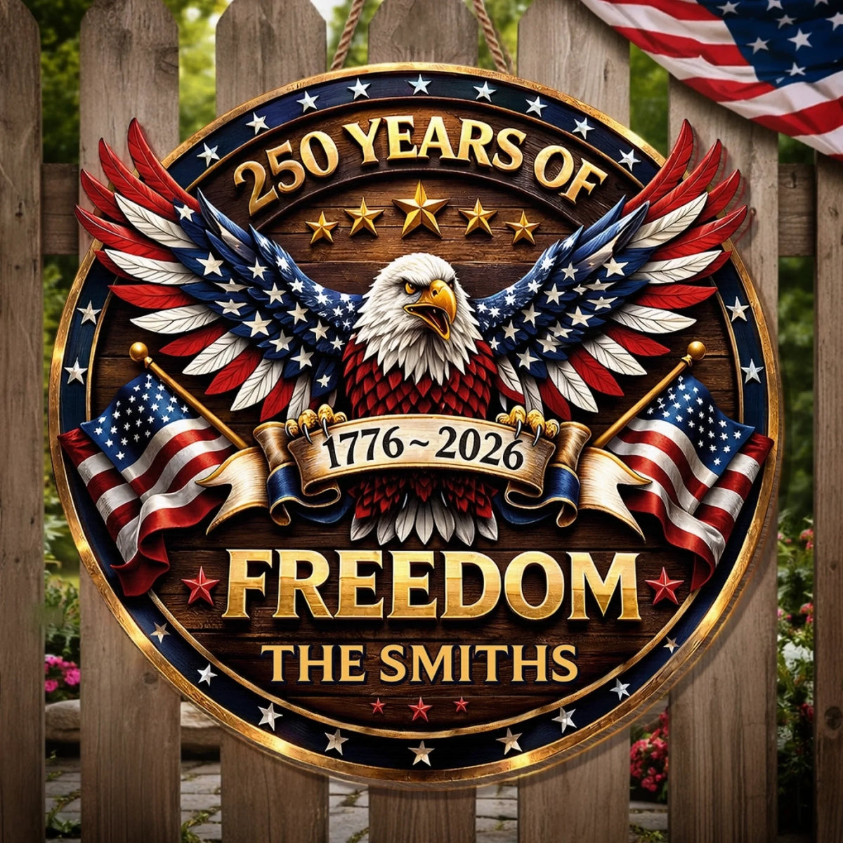 Custom Wood Sign - Personalized America 250th Anniversary Gifts For Mom, Dad, Brother, Sister, Kids - Proud Of Our Shared Story